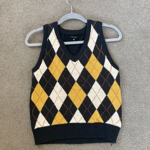 yellow and black sweater vest